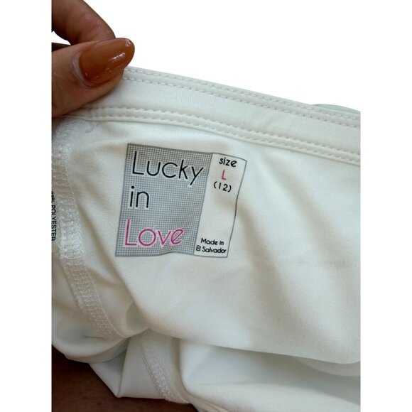 LUCKY IN LOVE Women's White Tiered Tennis Pickleball Skort Size Large / US 12 - Picture 4 of 6